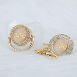 MIYOCAR custom name transparent pearl bling pacifier and pacifier clip BPA free dummy bling unique gift baby shower