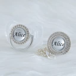 MIYOCAR custom name transparent pearl bling pacifier and pacifier clip BPA free dummy bling unique gift baby shower