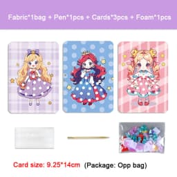 Fabric Art Frenzy Toys for Girls Dress Up Animal Princess Creative Puzzle Puncture Poke Boards Kids DIY Handmade Crafts Kits