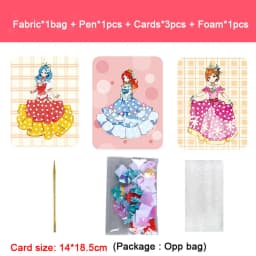 Fabric Art Frenzy Toys for Girls Dress Up Animal Princess Creative Puzzle Puncture Poke Boards Kids DIY Handmade Crafts Kits