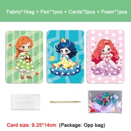 Fabric Art Frenzy Toys for Girls Dress Up Animal Princess Creative Puzzle Puncture Poke Boards Kids DIY Handmade Crafts Kits