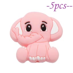 Cute-idea 5pcs Silicone Teether Beads BPA Free Mini Elephant Animal Beads DIY Baby Teething Pacifier Chain Toys Gift Baby goods