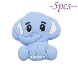 Cute-idea 5pcs Silicone Teether Beads BPA Free Mini Elephant Animal Beads DIY Baby Teething Pacifier Chain Toys Gift Baby goods