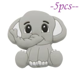 Cute-idea 5pcs Silicone Teether Beads BPA Free Mini Elephant Animal Beads DIY Baby Teething Pacifier Chain Toys Gift Baby goods