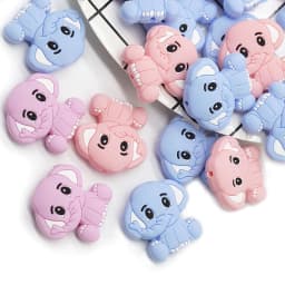 Cute-idea 5pcs Silicone Teether Beads BPA Free Mini Elephant Animal Beads DIY Baby Teething Pacifier Chain Toys Gift Baby goods