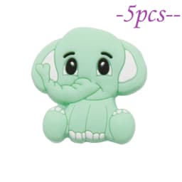 Cute-idea 5pcs Silicone Teether Beads BPA Free Mini Elephant Animal Beads DIY Baby Teething Pacifier Chain Toys Gift Baby goods
