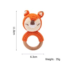 Bopoobo 3PCS/5PCS Crochet Bunny Baby Teether Rattle Animal Beech Wood Teether Pacifier Chain Crochet Rattle For Newborn Baby