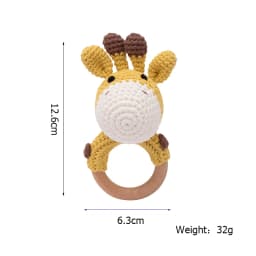 Bopoobo 3PCS/5PCS Crochet Bunny Baby Teether Rattle Animal Beech Wood Teether Pacifier Chain Crochet Rattle For Newborn Baby