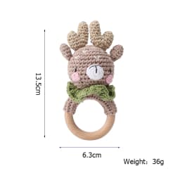 Bopoobo 3PCS/5PCS Crochet Bunny Baby Teether Rattle Animal Beech Wood Teether Pacifier Chain Crochet Rattle For Newborn Baby