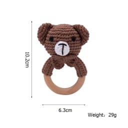 Bopoobo 3PCS/5PCS Crochet Bunny Baby Teether Rattle Animal Beech Wood Teether Pacifier Chain Crochet Rattle For Newborn Baby