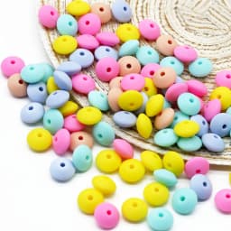 Cute-Idea 12mm 100pcs silicone lentil beads making handmade DIY Food Grade teething nursing Accessories teether abacus beads