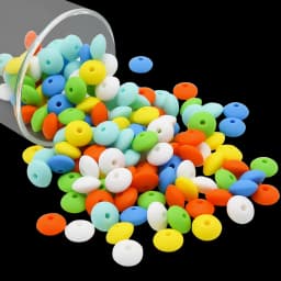 Cute-Idea 12mm 100pcs silicone lentil beads making handmade DIY Food Grade teething nursing Accessories teether abacus beads