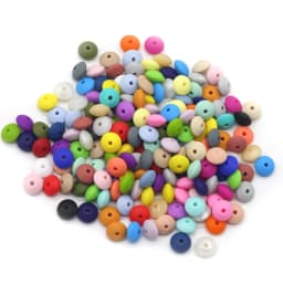 Cute-Idea 12mm 100pcs silicone lentil beads making handmade DIY Food Grade teething nursing Accessories teether abacus beads
