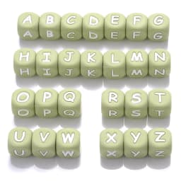 12mm 26Pcs Silicone Letter Beads 15 Colors Colorful Alphabet Silicone Chewing Bead for Pacifier Clip Chain Not Choose Letter