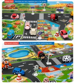 Baby Play Mat City Traffic Car Park Waterproof Parking Lot Kids Playmat Kids Rug Boy Girl Educational Toys for Children Map ​