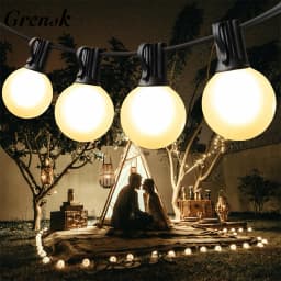 Outdoor Waterproof String Light G40 Frosted Milky Glass E12 Replacement LED Bulbs IP44 Connectable Garden Party Wedding Garland