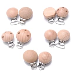 50Pcs Natural Wooden Baby Pacifier Clip Wood Dummy Nipples Holder DIY Teether Teething Chain Nursing Chew Accessory Shower Gifts