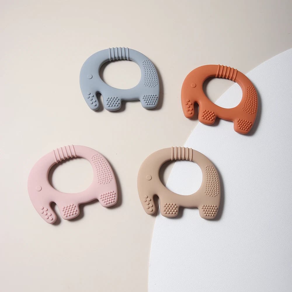 New Elephant Shape Silicone Teether Food Grade Cut Chubby Elephant Baby Teething Toy