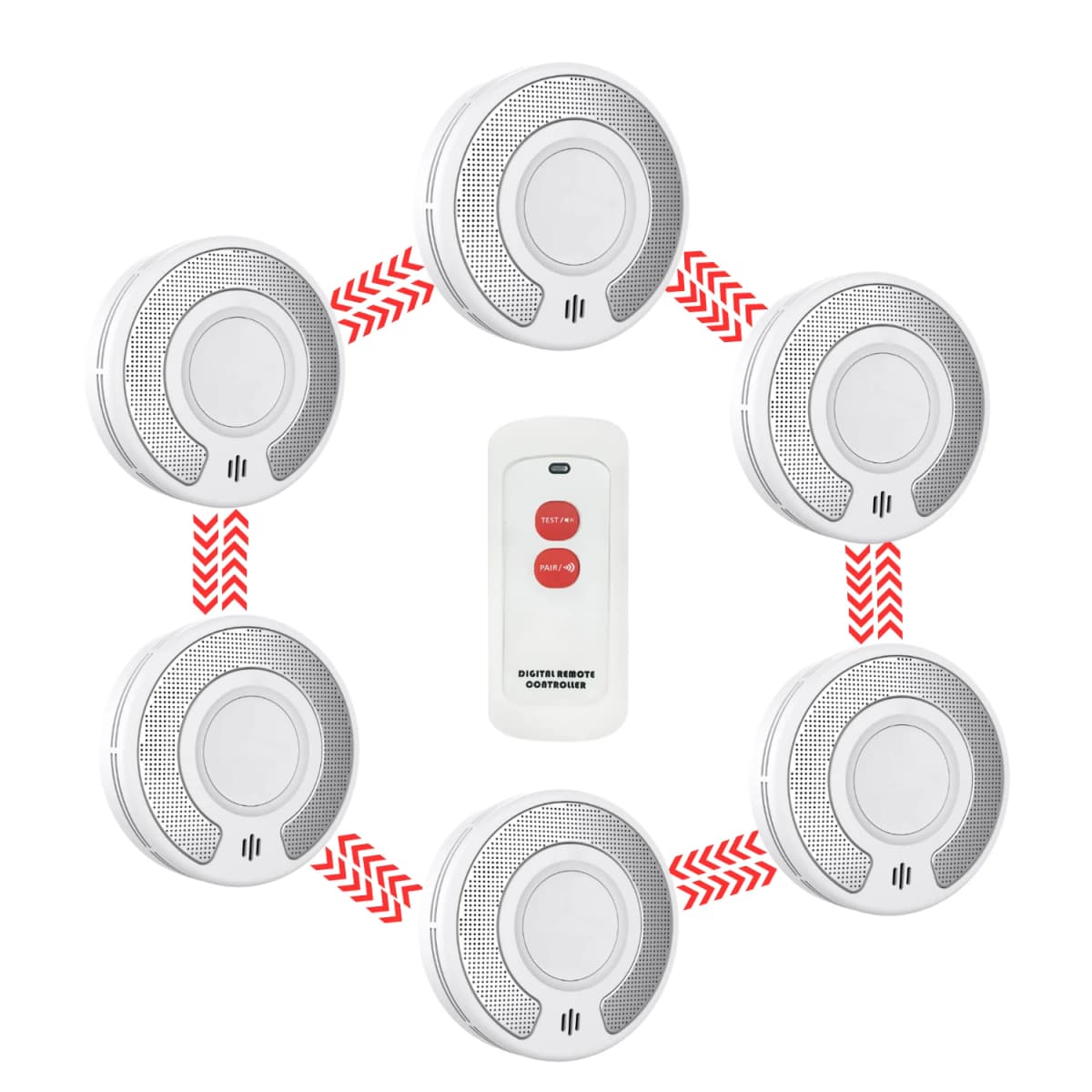 10 Year Battery Interconnected Smoke Detector / Remote controller, Interlinked Wireless Fire Alarm,VS03F/RC07