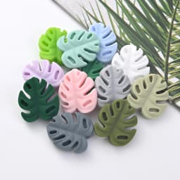 10Pcs Cartoon Leaf Silicone Beads Baby Teether Toy Infant Pacifier Chain Chewable Nursing Teether For DIY Handmade Accessories