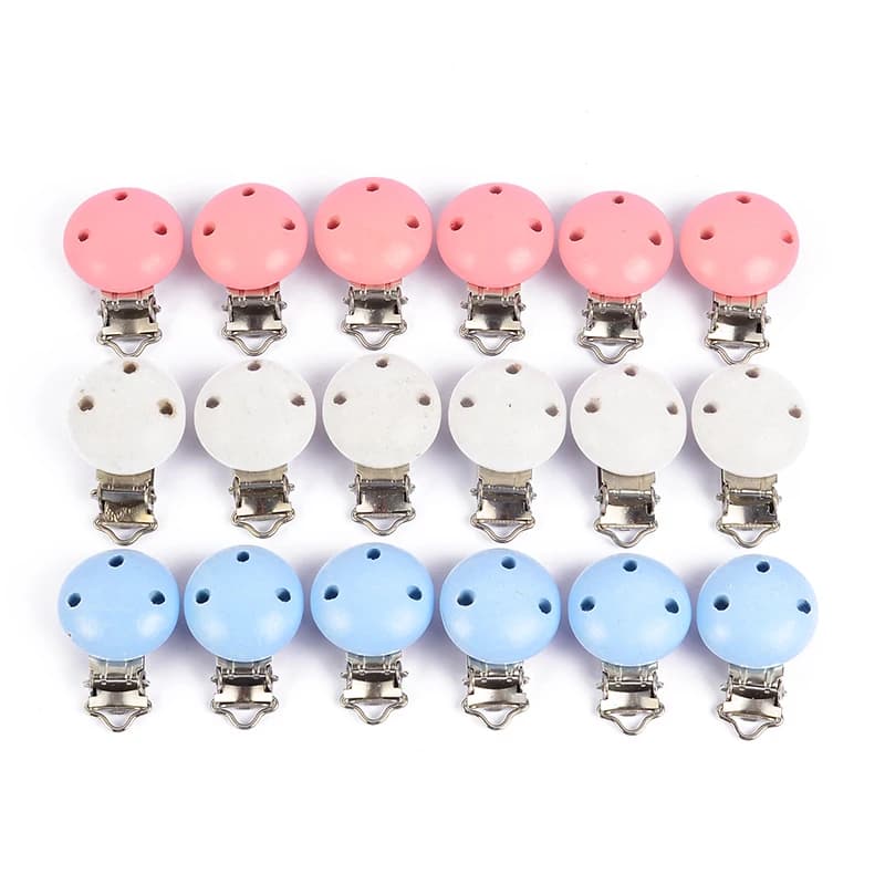 10Pcs Round Wood Pacifier Clip Baby Teething Dummy Clip Accessories for DIY Pacifier Chain Tool Wholesale