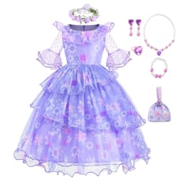Encanto Costumes Cosplay Princess Dress Isabella Charm for Girls Carnival Christmas Birthday Party Mirabel Dress