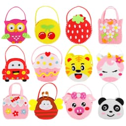 6Pcs Non-Woven Fabric DIY Sewing Handbag Children Craft Toy Cartoon Animal Flower Handmade Sewing Bag Educational Toys Kids Gift