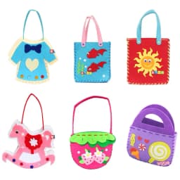 6Pcs Non-Woven Fabric DIY Sewing Handbag Children Craft Toy Cartoon Animal Flower Handmade Sewing Bag Educational Toys Kids Gift