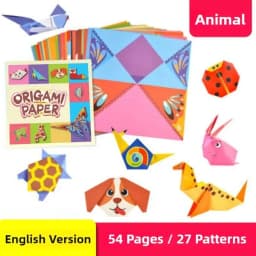 54/108Pcs Montessori Toys Cartoon Animal Origami Paper DIY Kids Craft Toy Handcraft Parper Art Educational Toy for Children Gift