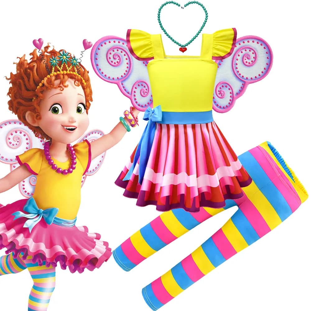 Fancy N-nancy  Dresses Pants Sets Children Spring Girls Fancy N-nancy Carnival Cosplay Costume Mask Birthday Party Clothing