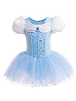Girls Frill Sleeve Ballet Dress Dancewear Sports Gymnastics Practice Clothes Children Cosplay Costume Size 100-140