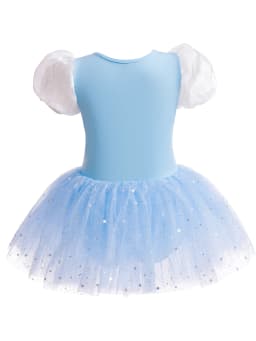 Girls Frill Sleeve Ballet Dress Dancewear Sports Gymnastics Practice Clothes Children Cosplay Costume Size 100-140