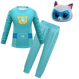 Halloween SuperKitties Game Cosplay Costume Super Kitties Anime Model Cos Clothes Sweatshirt Mask Kids Carnival Birthday Gift