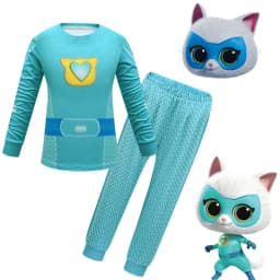 Halloween SuperKitties Game Cosplay Costume Super Kitties Anime Model Cos Clothes Sweatshirt Mask Kids Carnival Birthday Gift