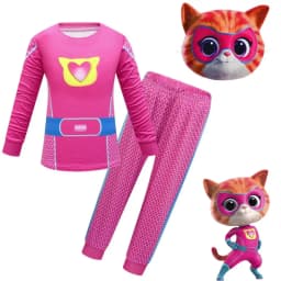 Halloween SuperKitties Game Cosplay Costume Super Kitties Anime Model Cos Clothes Sweatshirt Mask Kids Carnival Birthday Gift