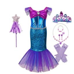 2-10Y Little Kid Mermaid Inspired Princess Clothing Pageant Fairy Role Playing Girl Birthday Party Dress Halloween Siren Cosplay