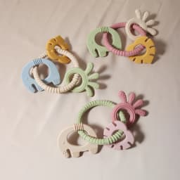 4 In One Baby Silicone Teether Ring BPA Free Rattles Bracelet Food Grade Elephant Cute Octopus Shaped Teething Ring Toys