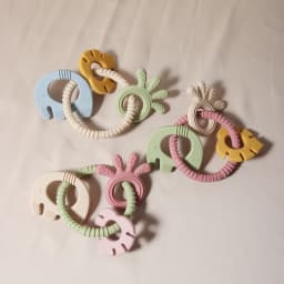 4 In One Baby Silicone Teether Ring BPA Free Rattles Bracelet Food Grade Elephant Cute Octopus Shaped Teething Ring Toys