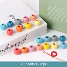 Kids Montessori Wooden Lacing Toy DIY Wooden Beads For Children Cartoon Animals Fruit Letter Digital Beads Threading Toys Gifts