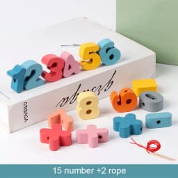 Kids Montessori Wooden Lacing Toy DIY Wooden Beads For Children Cartoon Animals Fruit Letter Digital Beads Threading Toys Gifts