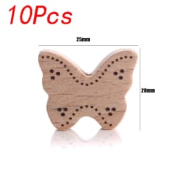 5/10pcs Beech Wooden Beads Baby Teether Rodent Hearts Beads DIY Necklace Pacifier Chain Crafts Jewelry Making Accessories