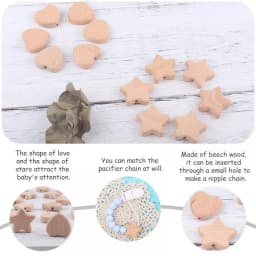 5/10pcs Beech Wooden Beads Baby Teether Rodent Hearts Beads DIY Necklace Pacifier Chain Crafts Jewelry Making Accessories