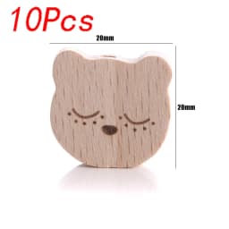 5/10pcs Beech Wooden Beads Baby Teether Rodent Hearts Beads DIY Necklace Pacifier Chain Crafts Jewelry Making Accessories