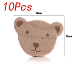 5/10pcs Beech Wooden Beads Baby Teether Rodent Hearts Beads DIY Necklace Pacifier Chain Crafts Jewelry Making Accessories