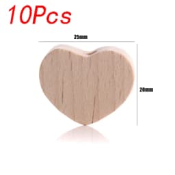 5/10pcs Beech Wooden Beads Baby Teether Rodent Hearts Beads DIY Necklace Pacifier Chain Crafts Jewelry Making Accessories