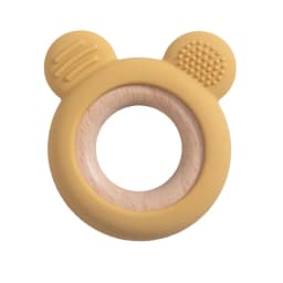 1PC Baby Silicone Wooden Teether Ring Cute Bear Infant Nursing Teething Toys Newborn Health Care Chewing Toy Baby Accessories