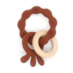 1pc Baby Teether Silicone Bracelet Cute Animal Silicone Pendant Wood Ring Teething Rattle for Baby Accessories Toys