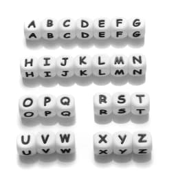 26Pcs Silicone Letter Beads 12mm Colorful Alphabet Silicone Chewing Bead for Pacifier Clip Chain Teether Accessories BPA Free