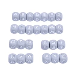 26Pcs Silicone Letter Beads 12mm Colorful Alphabet Silicone Chewing Bead for Pacifier Clip Chain Teether Accessories BPA Free