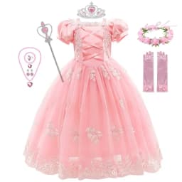 Girl Pink Aurora Cosplay Princess Dress Up Kids Christmas Halloween Tulle Fancy Rapunzel Costume for Children Girls Birthday